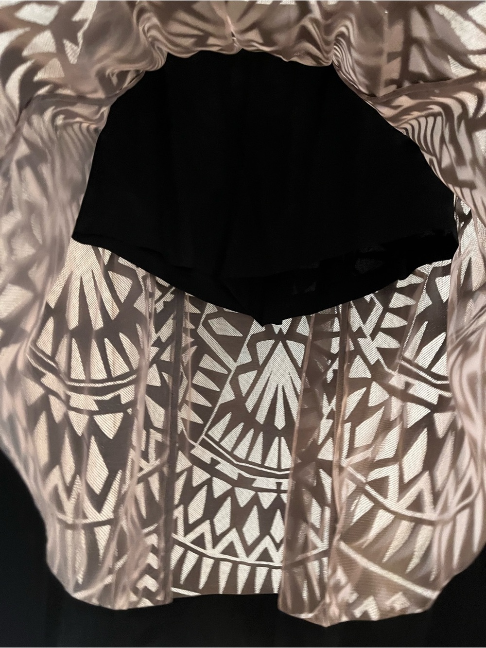 BCBGMaxAzria Black and Taupe High-Low Geometric Skirt - Picture 3 of 6
